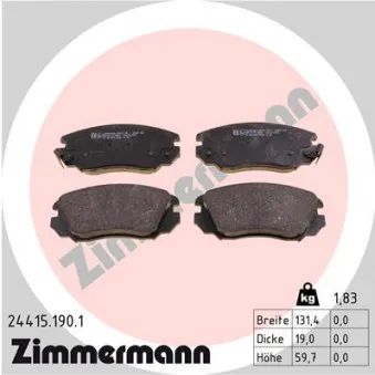 Jeu de 4 plaquettes de frein avant ZIMMERMANN 24415.190.1