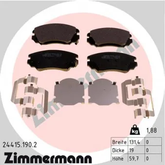 Jeu de 4 plaquettes de frein avant ZIMMERMANN 24415.190.2