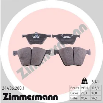 Jeu de 4 plaquettes de frein avant ZIMMERMANN 24436.200.1