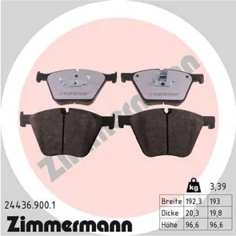 Jeu de 4 plaquettes de frein avant ZIMMERMANN 24436.900.1