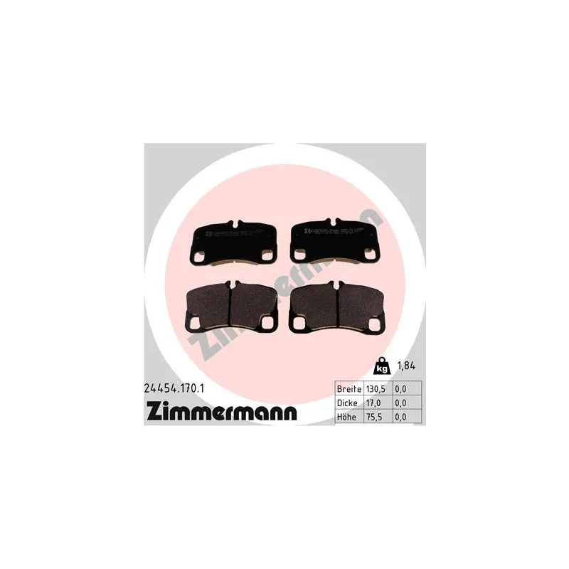 Jeu de 4 plaquettes de frein arrière ZIMMERMANN 24454.170.1