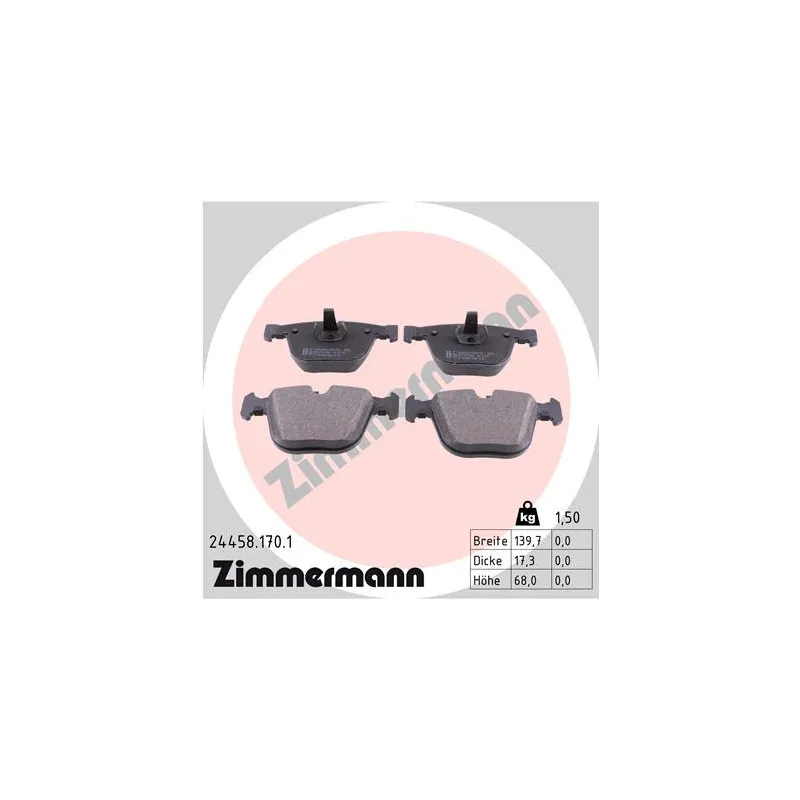 Jeu de 4 plaquettes de frein arrière ZIMMERMANN 24458.170.1