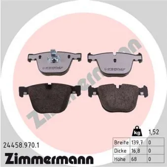 Jeu de 4 plaquettes de frein arrière ZIMMERMANN 24458.970.1