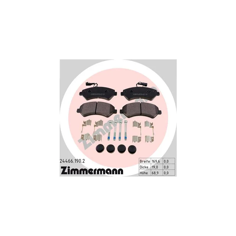 Jeu de 4 plaquettes de frein avant ZIMMERMANN 24466.190.2