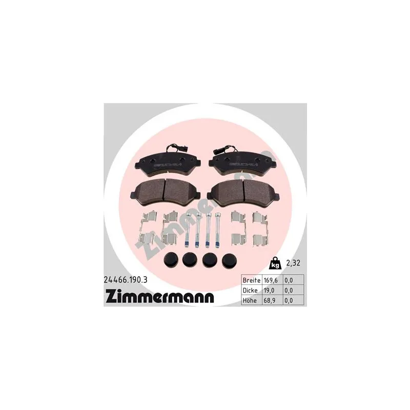 Jeu de 4 plaquettes de frein avant ZIMMERMANN 24466.190.3