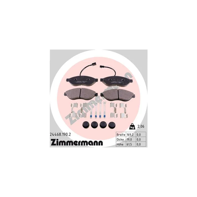 Jeu de 4 plaquettes de frein avant ZIMMERMANN 24468.190.2