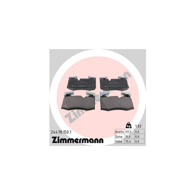 Jeu de 4 plaquettes de frein avant ZIMMERMANN 24478.150.1