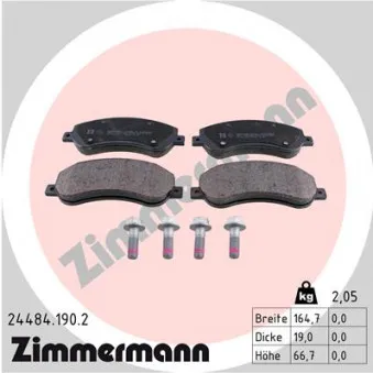 Jeu de 4 plaquettes de frein avant ZIMMERMANN 24484.190.2