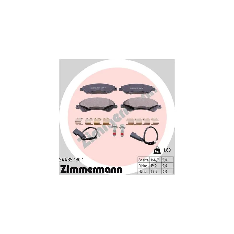 Jeu de 4 plaquettes de frein avant ZIMMERMANN 24485.190.1