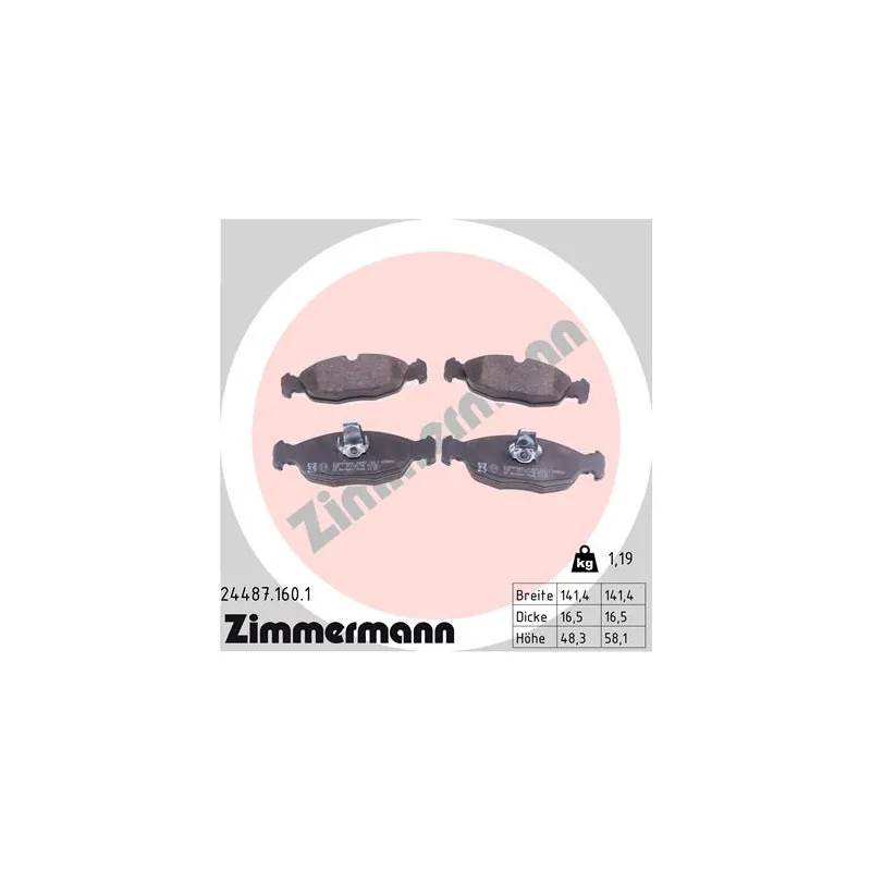 Jeu de 4 plaquettes de frein arrière ZIMMERMANN 24487.160.1