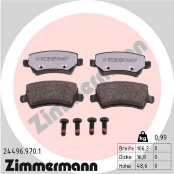 Jeu de 4 plaquettes de frein arrière ZIMMERMANN 24496.970.1