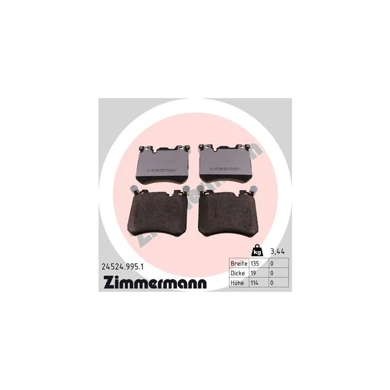 Jeu de 4 plaquettes de frein avant ZIMMERMANN 24524.995.1