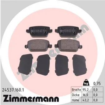 Jeu de 4 plaquettes de frein arrière ZIMMERMANN 24537.160.1