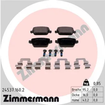 Jeu de 4 plaquettes de frein arrière ZIMMERMANN 24537.160.2