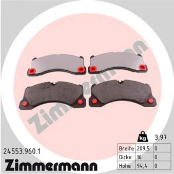 Jeu de 4 plaquettes de frein avant ZIMMERMANN 24553.960.1