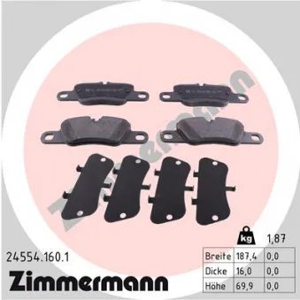 Jeu de 4 plaquettes de frein arrière ZIMMERMANN