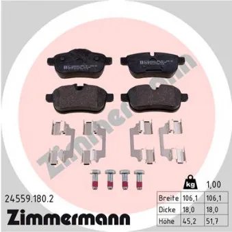 Jeu de 4 plaquettes de frein arrière ZIMMERMANN 24559.180.2