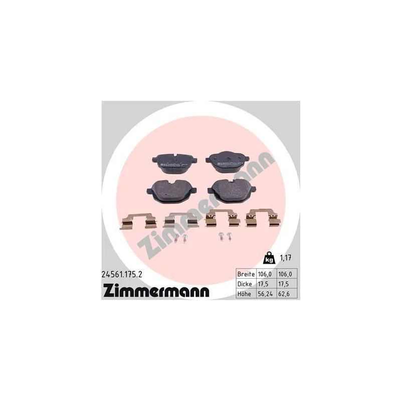 Jeu de 4 plaquettes de frein arrière ZIMMERMANN 24561.175.2