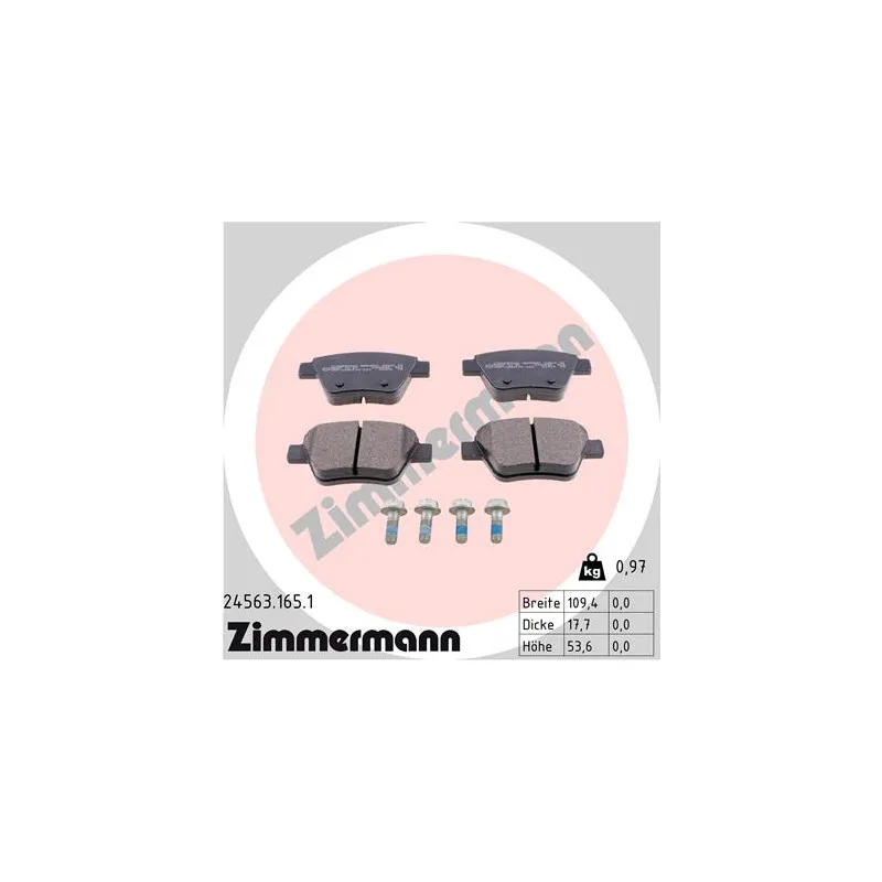 Jeu de 4 plaquettes de frein arrière ZIMMERMANN 24563.165.1