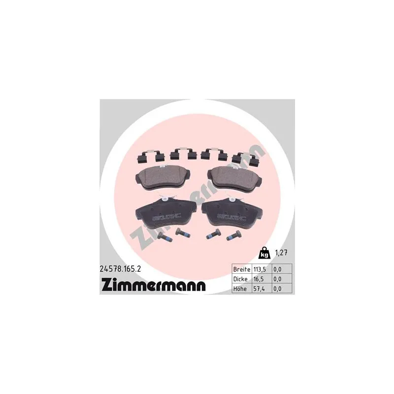 Jeu de 4 plaquettes de frein arrière ZIMMERMANN 24578.165.2