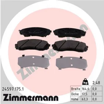 Jeu de 4 plaquettes de frein avant ZIMMERMANN 24597.175.1