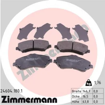 Jeu de 4 plaquettes de frein avant ZIMMERMANN 24604.180.1