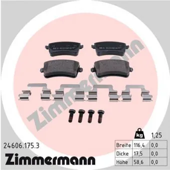 Jeu de 4 plaquettes de frein arrière ZIMMERMANN 24606.175.3