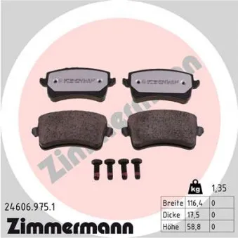 Jeu de 4 plaquettes de frein arrière ZIMMERMANN 24606.975.1