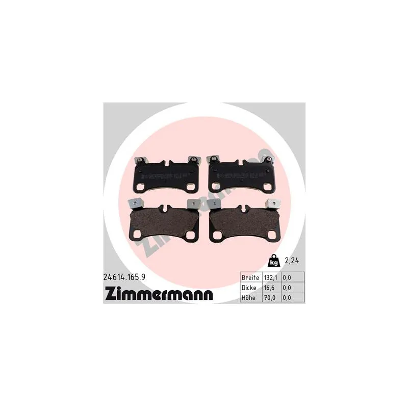 Jeu de 4 plaquettes de frein arrière ZIMMERMANN 24614.165.9