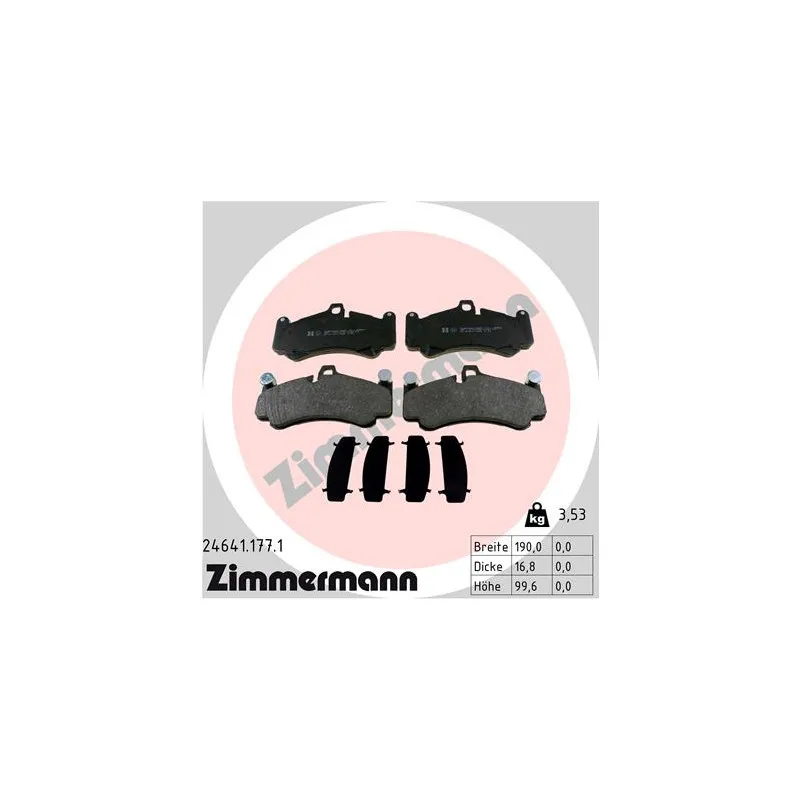 Jeu de 4 plaquettes de frein avant ZIMMERMANN 24641.177.1