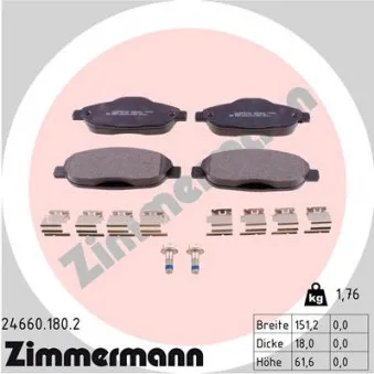 Jeu de 4 plaquettes de frein avant ZIMMERMANN 24660.180.2