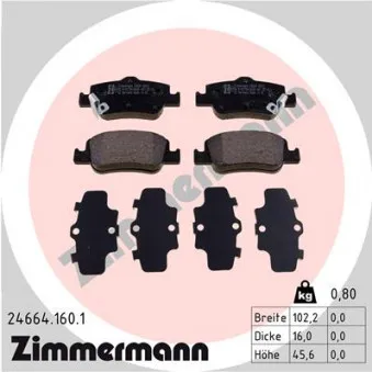 Jeu de 4 plaquettes de frein arrière ZIMMERMANN 24664.160.1