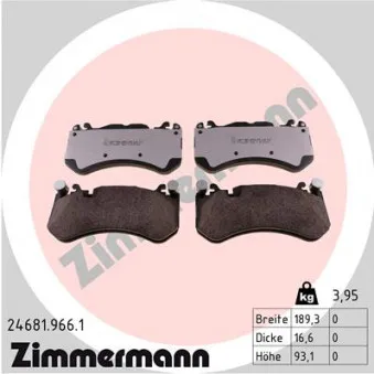 Jeu de 4 plaquettes de frein avant ZIMMERMANN 24681.966.1
