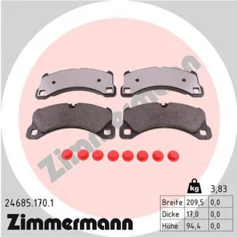 Jeu de 4 plaquettes de frein avant ZIMMERMANN 24685.170.1