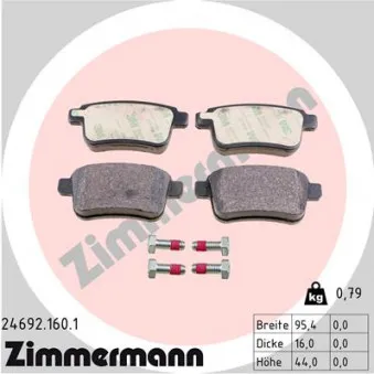 Jeu de 4 plaquettes de frein arrière ZIMMERMANN 24692.160.1