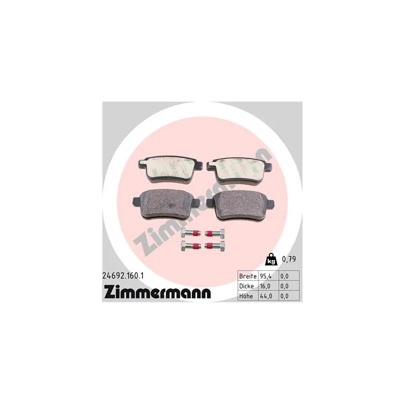 Jeu de 4 plaquettes de frein arrière ZIMMERMANN 24692.160.1