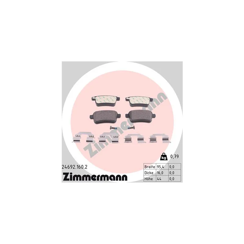 Jeu de 4 plaquettes de frein arrière ZIMMERMANN 24692.160.2