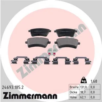 Jeu de 4 plaquettes de frein avant ZIMMERMANN 24693.185.2