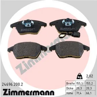 Jeu de 4 plaquettes de frein avant ZIMMERMANN 24696.200.2