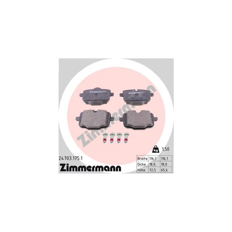 Jeu de 4 plaquettes de frein arrière ZIMMERMANN 24703.175.1