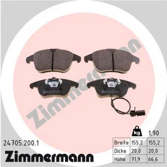 Jeu de 4 plaquettes de frein avant ZIMMERMANN 24705.200.1