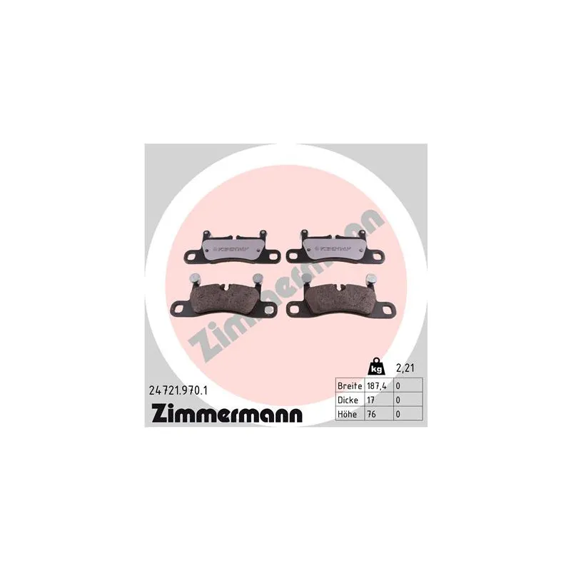 Jeu de 4 plaquettes de frein arrière ZIMMERMANN 24721.970.1