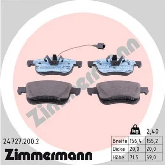Jeu de 4 plaquettes de frein avant ZIMMERMANN 24727.200.2