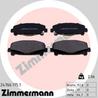 Jeu de 4 plaquettes de frein avant ZIMMERMANN 24766.175.1