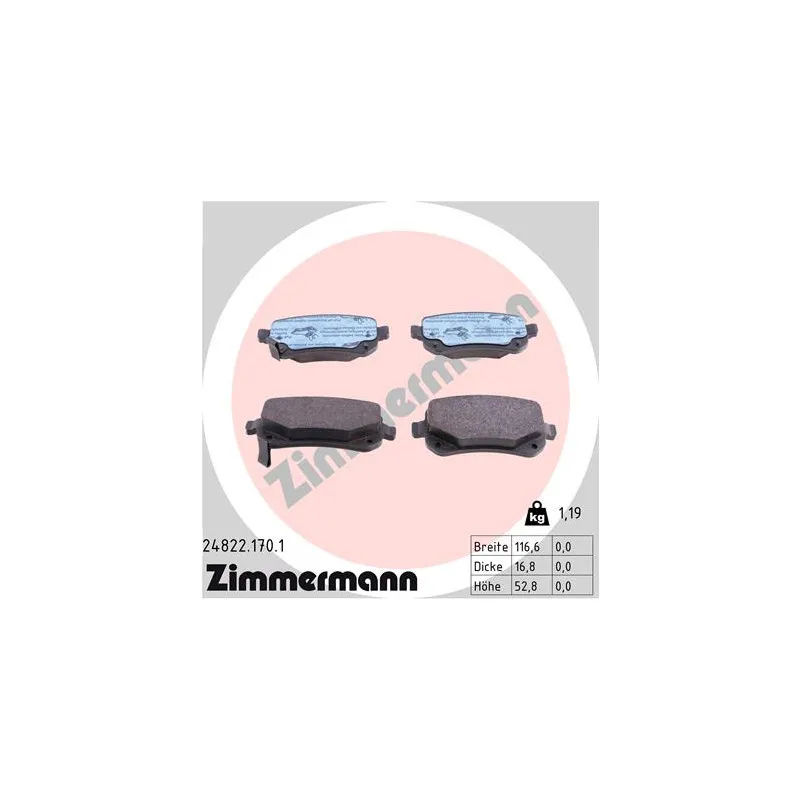 Jeu de 4 plaquettes de frein arrière ZIMMERMANN 24822.170.1