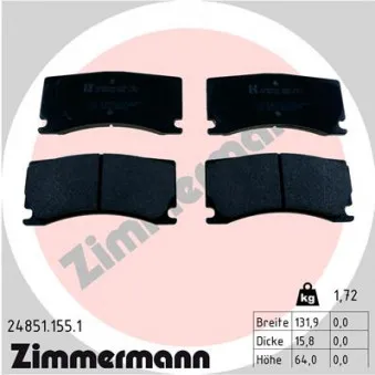 Jeu de 4 plaquettes de frein arrière ZIMMERMANN 24851.155.1