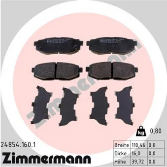 Jeu de 4 plaquettes de frein arrière ZIMMERMANN 24854.160.1