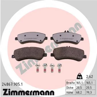 Jeu de 4 plaquettes de frein avant ZIMMERMANN 24867.905.1