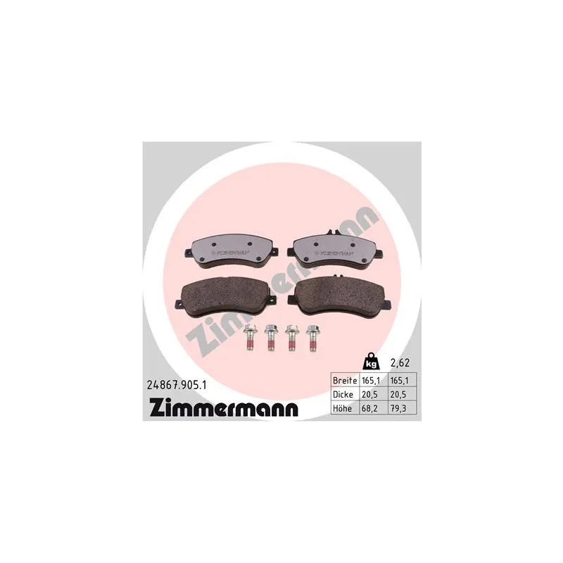 Jeu de 4 plaquettes de frein avant ZIMMERMANN 24867.905.1