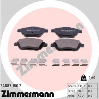 Jeu de 4 plaquettes de frein avant ZIMMERMANN 24883.180.2